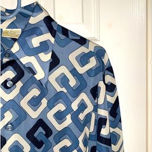 Medium 70’s Vintage Sears Kings Road Mens Vintage Button Down Blue Pattern Shirt